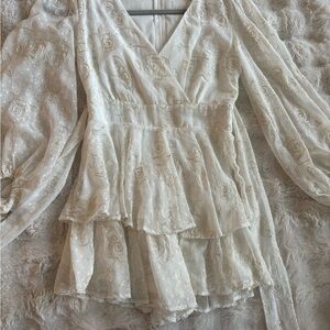 Altar'd State Cream Floral romper Dress